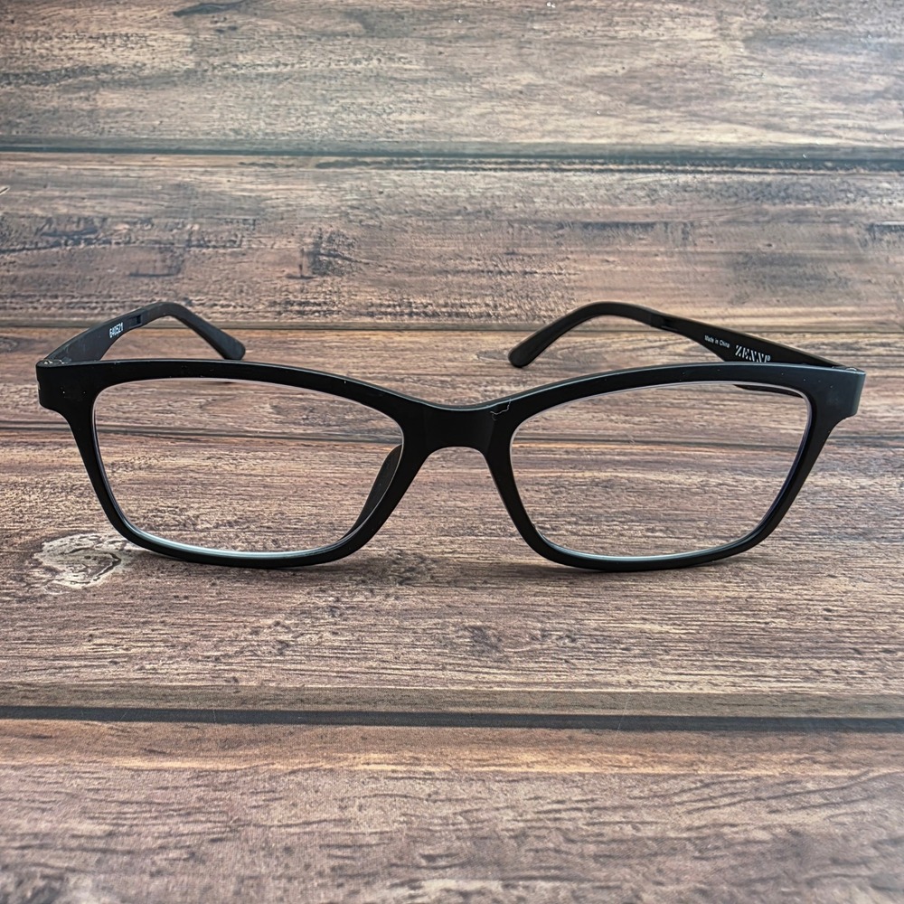 Zenni Optical 640521 Matte Black Rectangular Eyeglass Frames Silver Accents